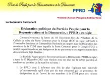 RDC-CENI : Le PPRD maintient sa position de ne pas désigner ni envoyer ses délégués